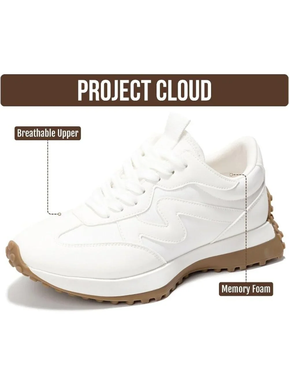 Women's White Lightweight Non Slip Mesh Breathable Casual Canvas Sneakers